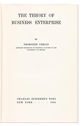 [Economics] Veblen, Thorstein (1857-1929) The Theory of the Leisure Class, and Two Other First Edition Titles.